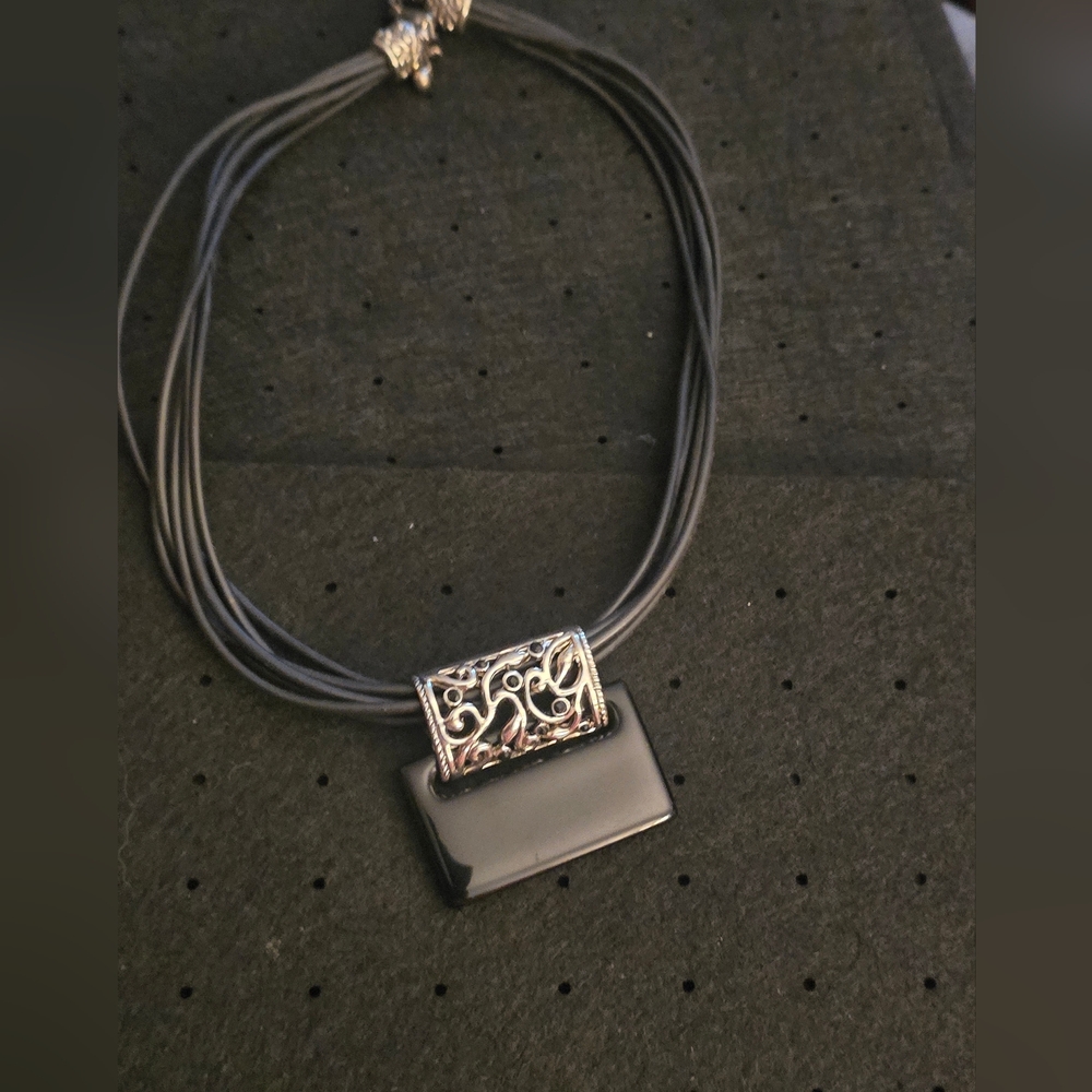 Black Multi-Strand Necklace with Silver Accent